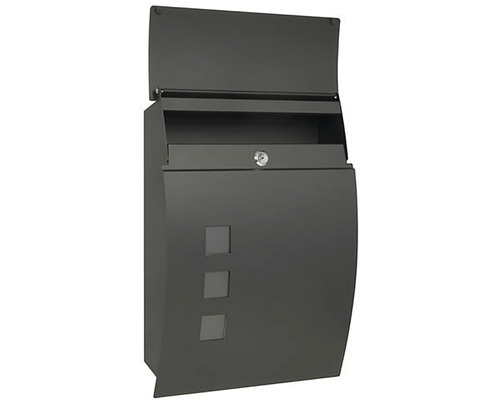 Otvorená, uzamykateľná kovová poštová schránka s priehradkou na noviny
