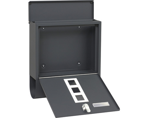 Otvorená sivá poštová schránka s priehradkou na noviny