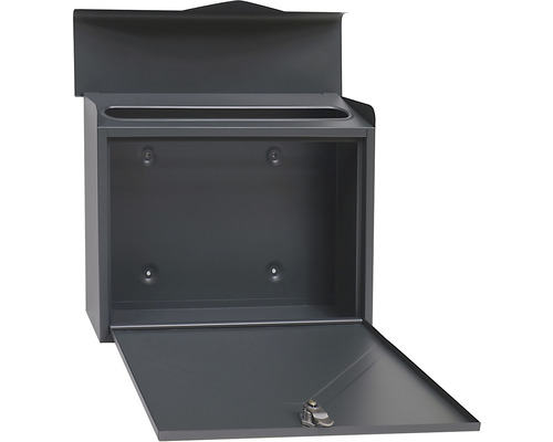 Otvorená sivá poštová schránka so zámkom