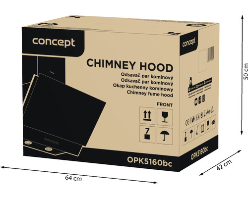 Balenie odsávača pár Concept s rozmermi