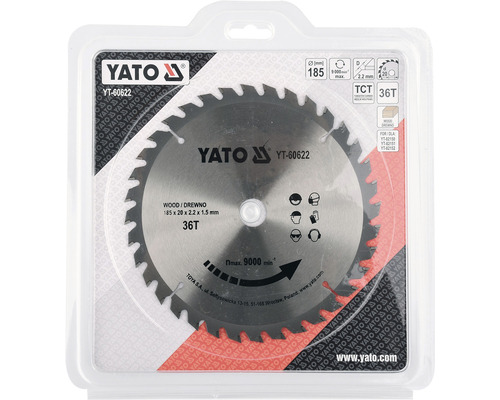 Pílový kotúč Yato na drevo, priemer 185 milimetrov
