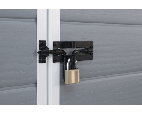 Zámok s visiacim zámkom na sivých dverách