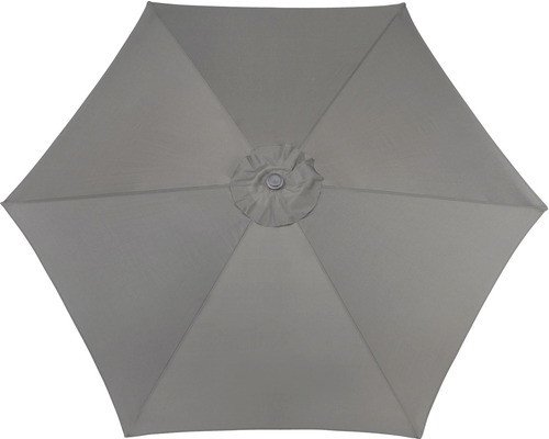 Pohľad zhora na otvorený sivý slnečník.