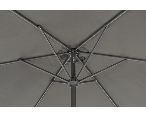 Pohľad zdola na otvorený slnečník s výstuhami