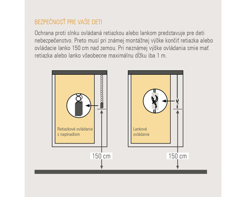 Informácie o bezpečnosti detí pri roletách s retiazkovým alebo šnúrovým ovládaním