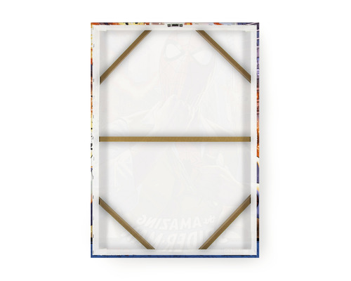 Pohľad zozadu na plátno s dreveným napínacím rámom