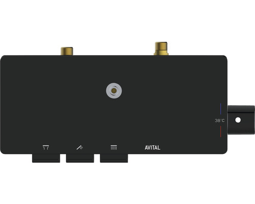 Sprchová batéria Avital v čiernej farbe s ukazovateľom teploty