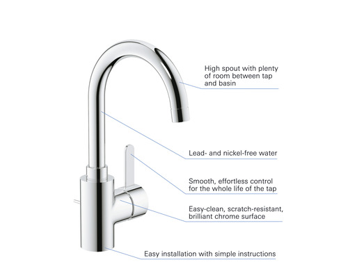 Chrómová vodovodná batéria s vysokým výtokom