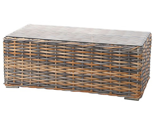 Ratanový konferenčný stolík so sklenenou doskou