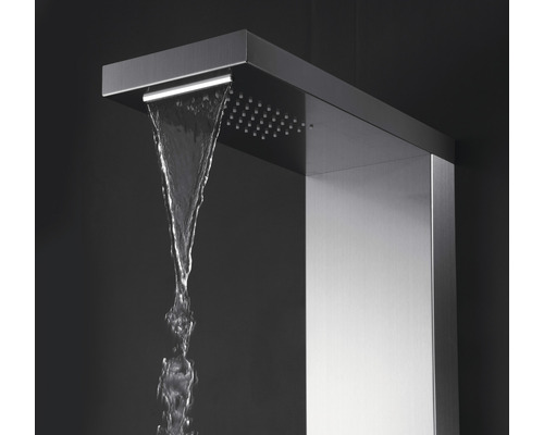 Nerezový sprchový panel s prúdom vody