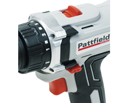 Detail akumulátorového skrutkovača s logom Pattfield Ergo Tools