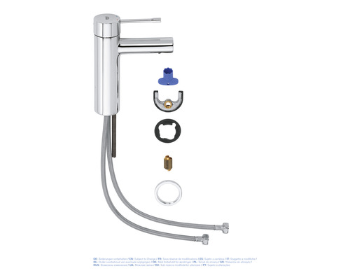 Zostava umývadlovej batérie s flexibilnými hadicami a montážnym príslušenstvom