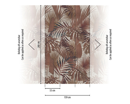 Tapetový panel so vzorom listov a rozmermi