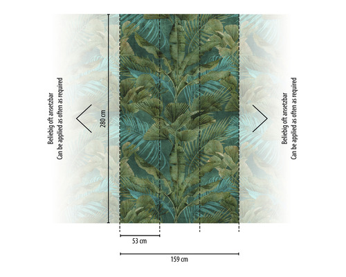 Tapeta s motívom džungle, rozmery: 280 cm výška, 159 cm šírka