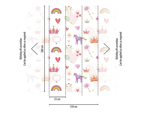 Vzor tapety s rozprávkovými motívmi, šírka raportu 53 cm