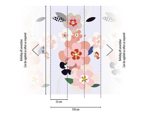 Foto tapeta s kvetinovým vzorom a údajmi o veľkosti