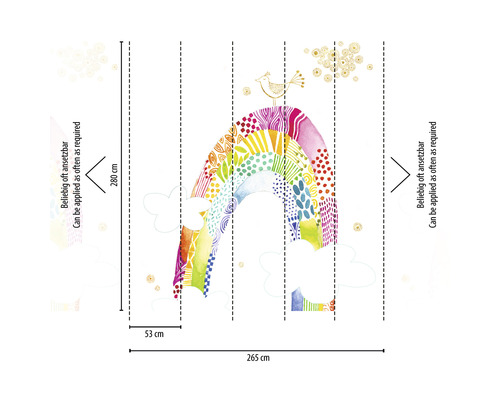 Foto tapeta s motívom dúhy a rozmermi.