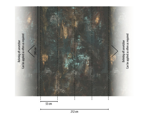 Vzor tapety s rozmermi 212 cm x 280 cm, opakovane použiteľný