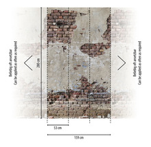 Fototapeta s motívom tehlovej steny a poškodením, rozmery 159 x 280 centimetrov