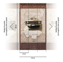 Fototapeta s motívom veterána na tehlovej stene, rozmery 159 x 280 cm