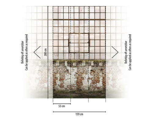 Fototapeta s murivom a okennou fasádou, rozmery 159x280 cm