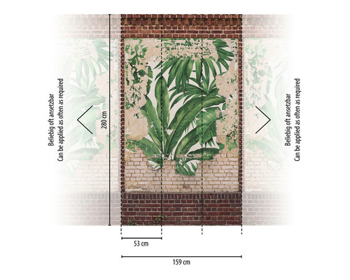 Fototapeta so vzorom tehál a rastlinnými motívmi, opakovane použiteľná, rozmery 159 x 280 cm