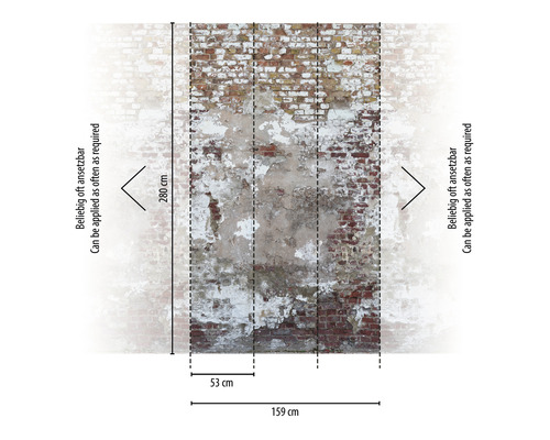 Tapeta so vzhľadom tehlovej steny s rozmermi 280 x 159 cm