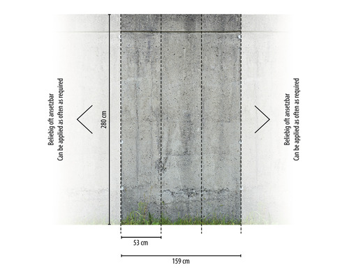 Rozmery betónovej steny: 280 cm vysoká, 159 cm široká, možno použiť ľubovoľne často