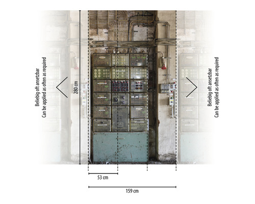 Rozmery rozvádzača so šírkou 159 centimetrov a výškou 280 centimetrov