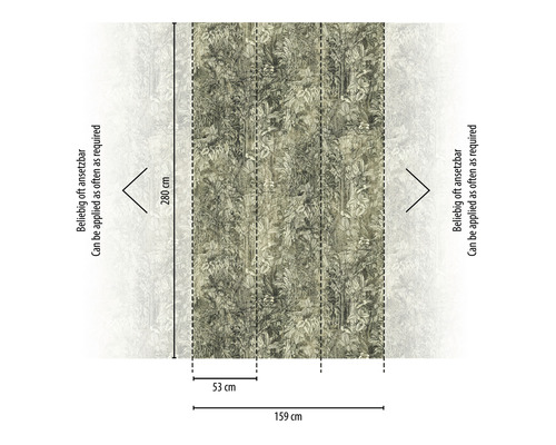 Vzor tapety s rastlinným motívom a rozmermi