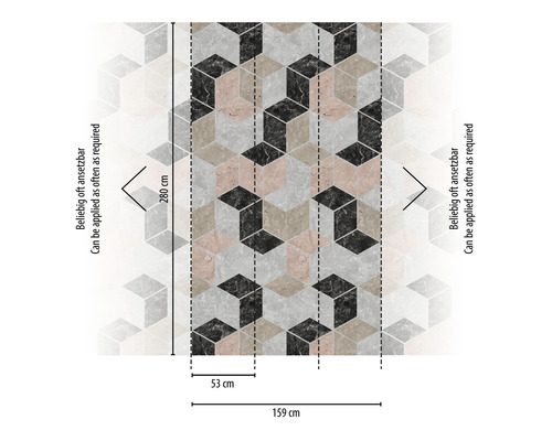 Tapeta s geometrickým kockovým vzorom a rozmermi