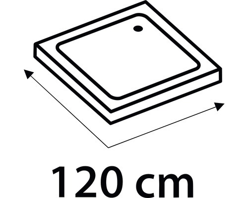 Ilustrácia sprchovej vaničky s rozmerom 120 cm