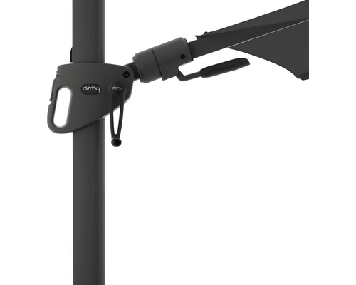 Logo Derby na slnečníku s kľukovým mechanizmom.