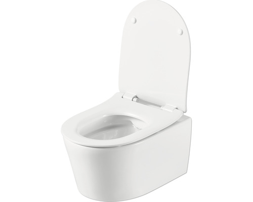 Závesné hlboké splachovacie WC s otvoreným splachovacím okrajom a WC sedadlom