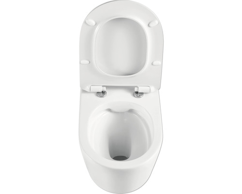 Závesné WC s hlbokým splachovaním s otvoreným splachovacím kruhom a WC sedadlom