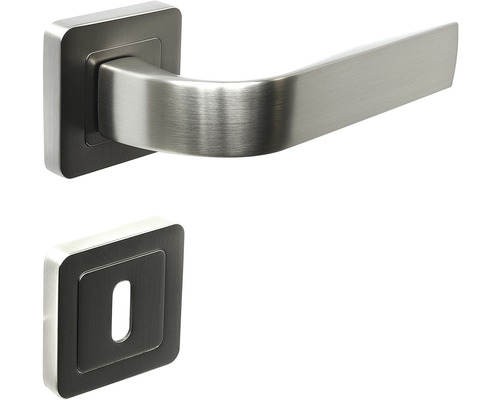 Sada kľučky ku dverám so štvorcovou rozetou a kľúčovou rozetou