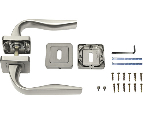 Sada nerezových kľučiek s montážnym príslušenstvom
