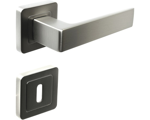 Súprava kľučky na dvere so štvorcovou rozetou a kľúčovou rozetou