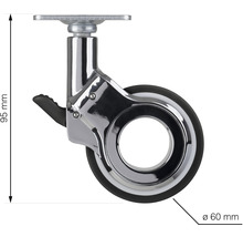 Nábytkové koliesko Ø 60 mm otočné s brzdou