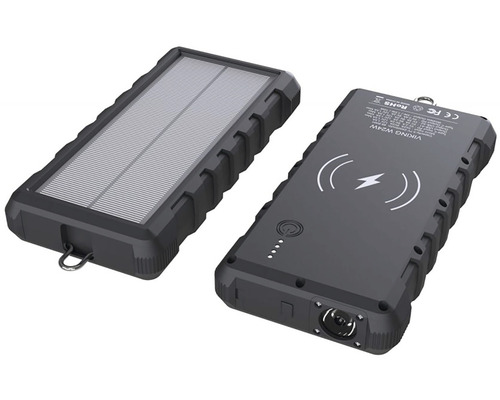 Solárna powerbanka s funkciou bezdrôtového nabíjania a integrovanou baterkou