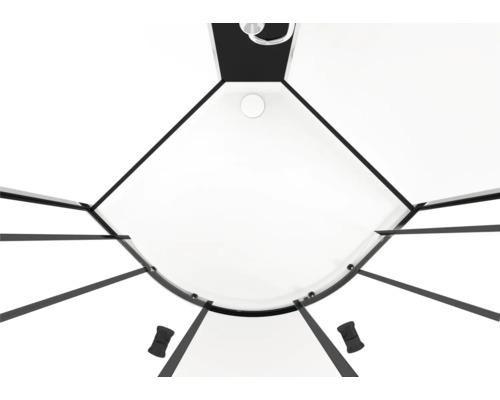 Sprchovací kút s rohovým vstupom a čiernym rámom zhora