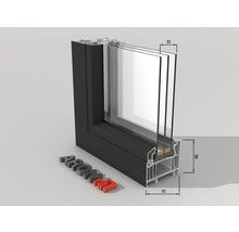 Plastové okno fixné zasklenie ARON Basic biele/antracit 500 x 400 mm (neotvárateľné)-thumb-1