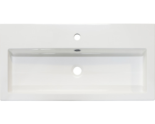 Umývadlo na dosku zo sanitárnej keramiky s otvorom pre batériu a prepadom