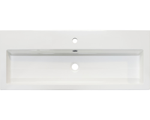 Obdĺžnikové keramické umývadlo s otvorom pre kohútik a prepadom