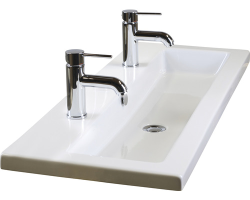 Dvojité umývadlo s dvoma kohútikmi