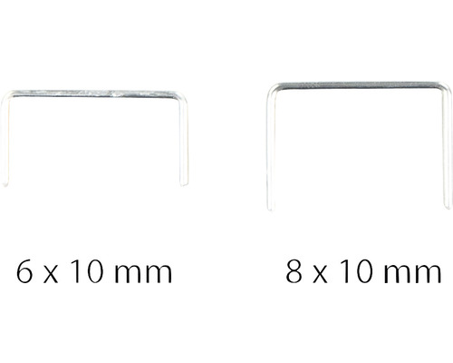 Dve sponky s rozmermi 6 x 10 milimetrov a 8 x 10 milimetrov