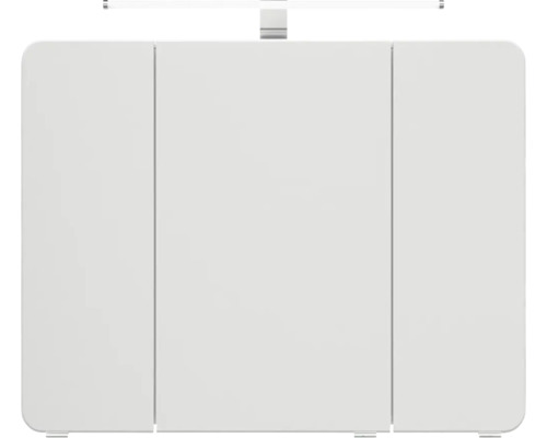 Biela zrkadlová skrinka s tromi dvierkami do kúpeľne