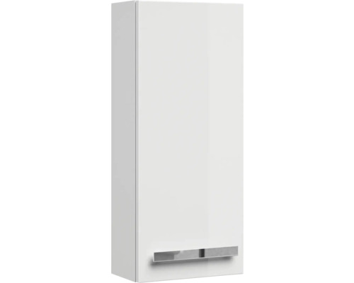 Biela závesná skrinka s kovovou rukoväťou