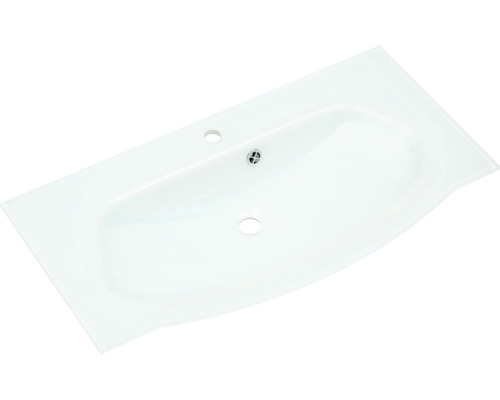 Umývadlo zo sanitárnej keramiky s otvorom pre batériu a prepadom