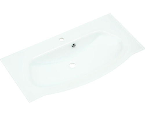 Sklenené umývadlo s otvorom pre kohútik a prepadom